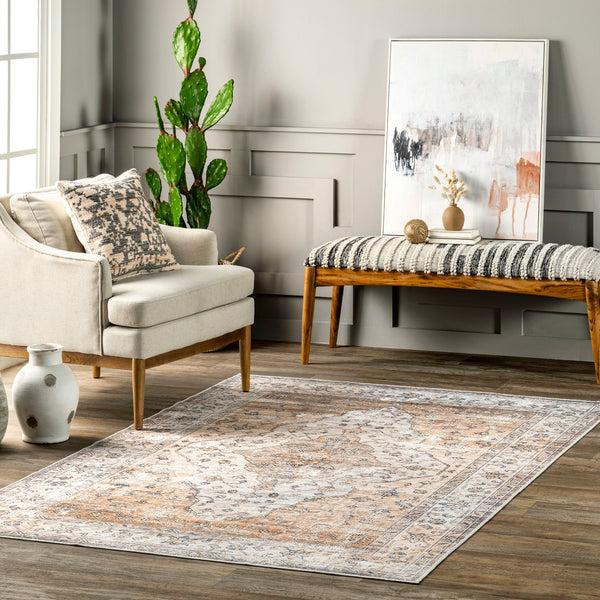 Nuloom Keila Vintage Stain Repellent Machine Washable Area Rug Rust