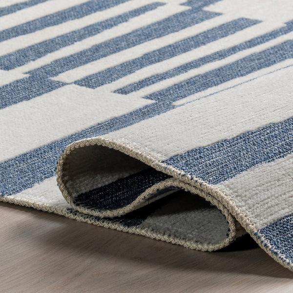 Nuloom Kelcey Abstract Striped Machine Washable Area Rug Blue