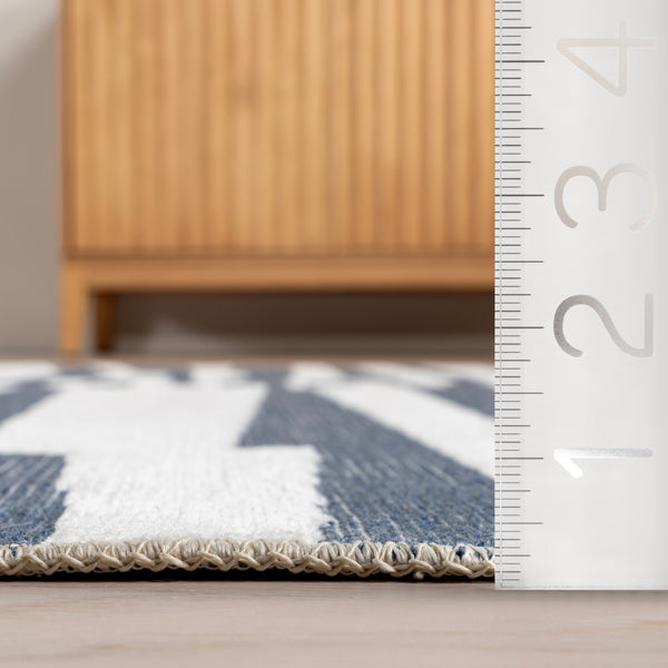 Nuloom Kelcey Abstract Striped Machine Washable Area Rug Blue