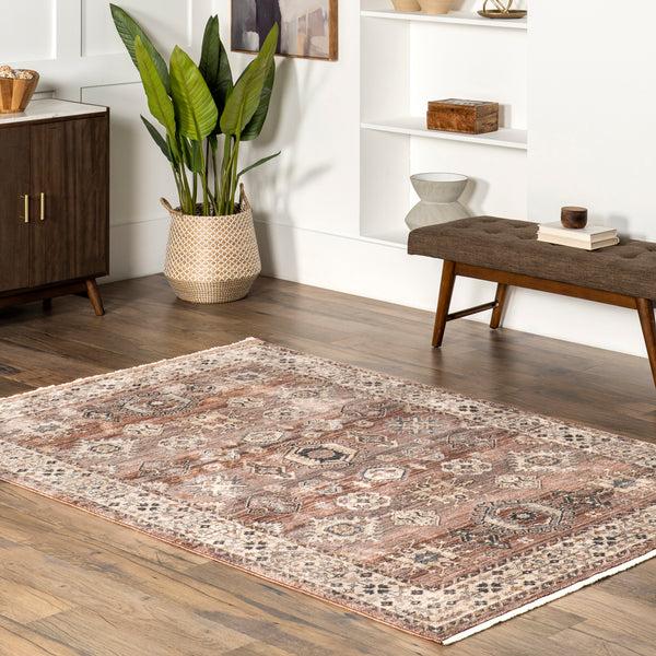 Nuloom Kelsee Vintage Traditional Fringe Area Rug Rust