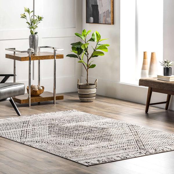 Nuloom Kenia Distressed Diamond Cotton Blend Area Rug Beige