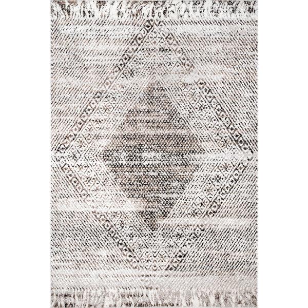nuloom Kenia Distressed Diamond Cotton Blend Area Rug Beige