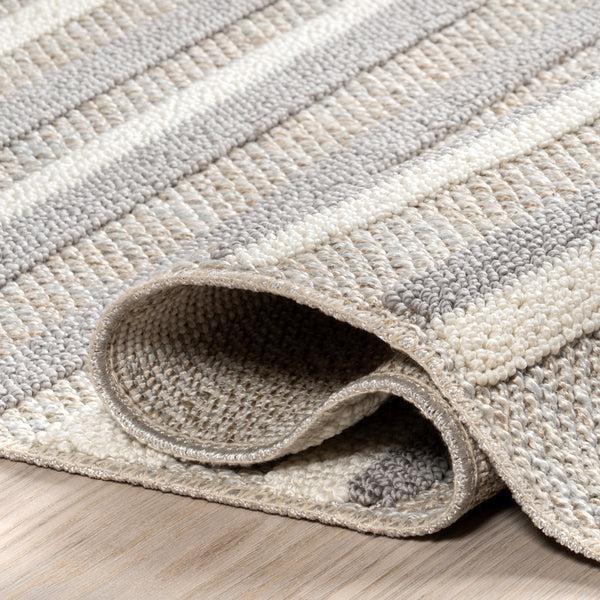 Nuloom Kerensa Striped Machine Washable Area Rug Light Grey