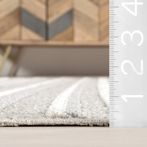 Nuloom Kerensa Striped Machine Washable Area Rug Light Grey