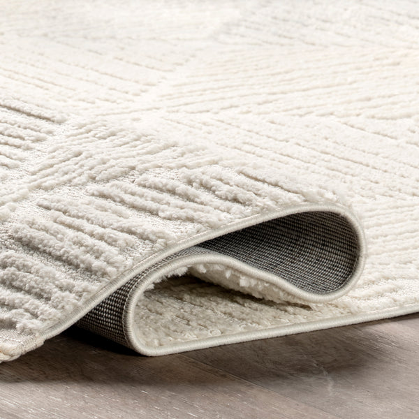 Nuloom Kerry Textured Geometric Tasseled Area Rug Ivory