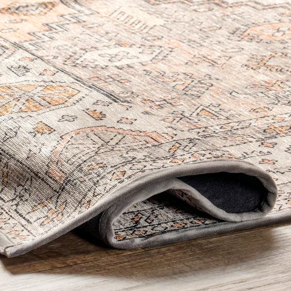 Nuloom Kesia Vintage Bordered Machine Washable Area Rug Peach