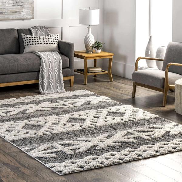 Nuloom Keyla High Low Textured Shaggy Area Rug Grey