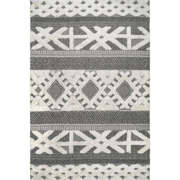 nuloom Keyla High Low Textured Shaggy Area Rug Grey