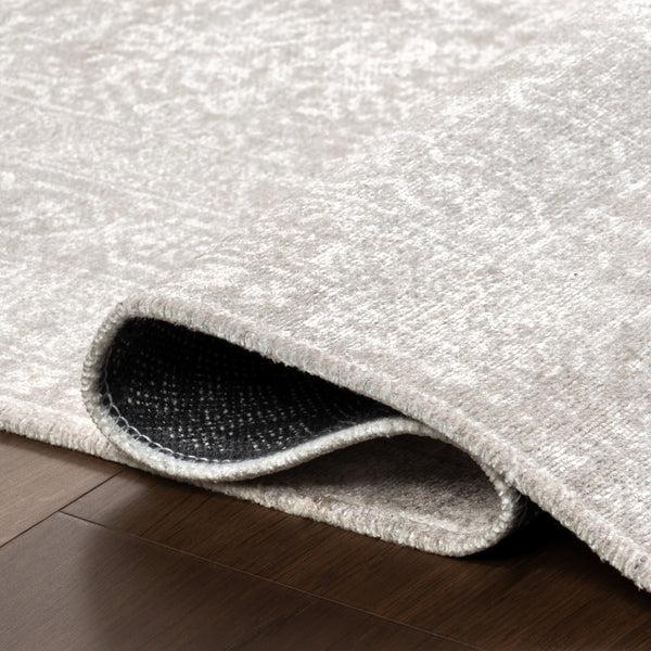 Nuloom Khaleesi SpinClean Medallion Machine Washable Area Rug Light Grey