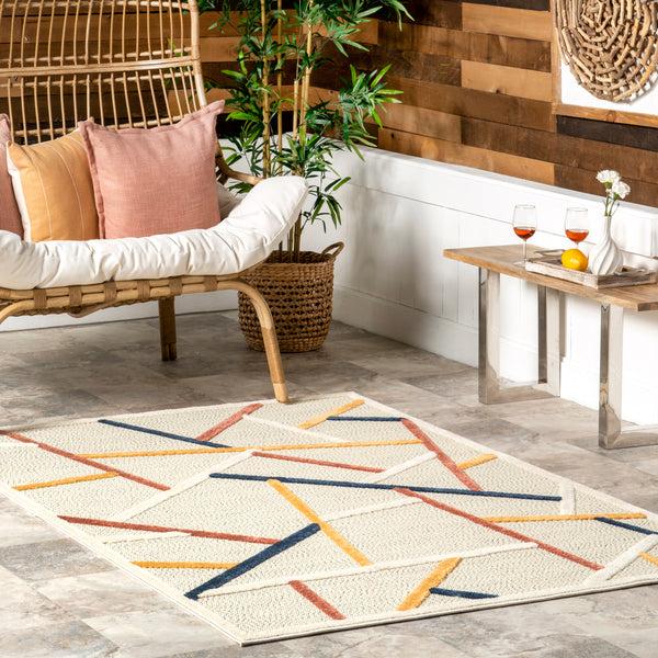 Nuloom Kiandra Colorful Bars Indoor/Outdoor Area Rug Beige