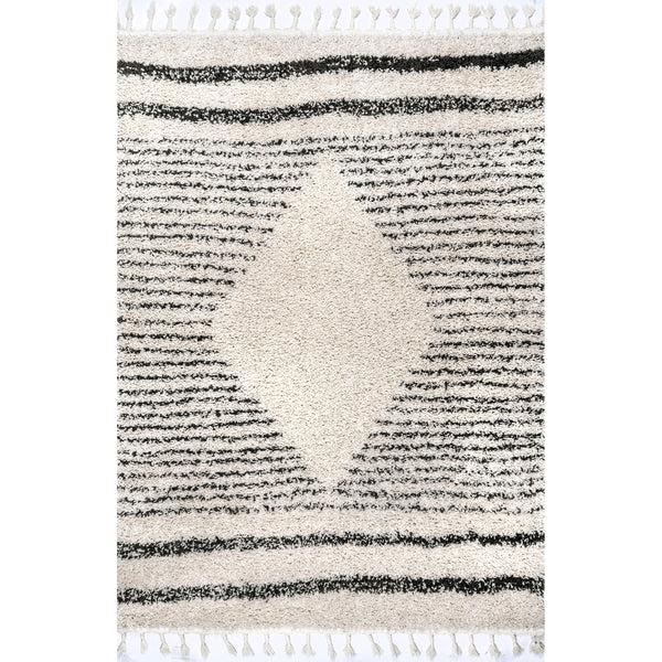 Nuloom Kiera Moroccan Diamond Tassel Area Rug Off White