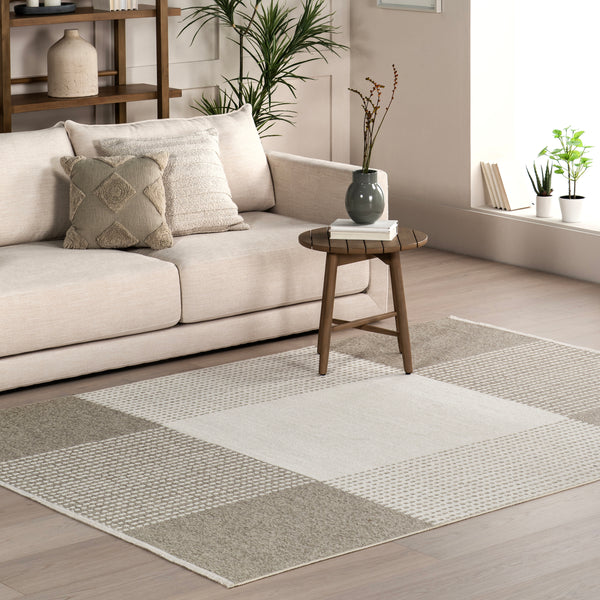 Nuloom Kirby Plaid Reversible Machine Washable Area Rug Cream