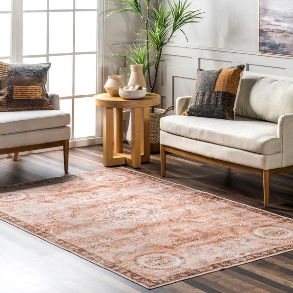 Nuloom Kirsi Vintage Medallions Machine Washable Area Rug Rust