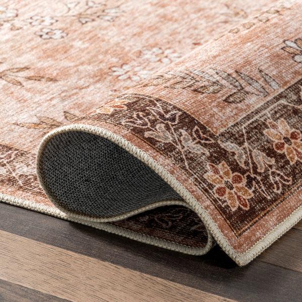 Nuloom Kirsi Vintage Medallions Machine Washable Area Rug Rust