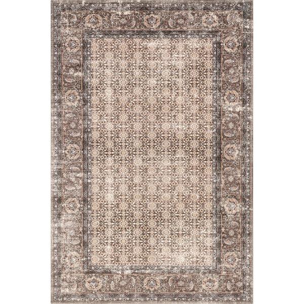nuloom Kit Botanical Stain-Resistant Machine Washable Area Rug Beige