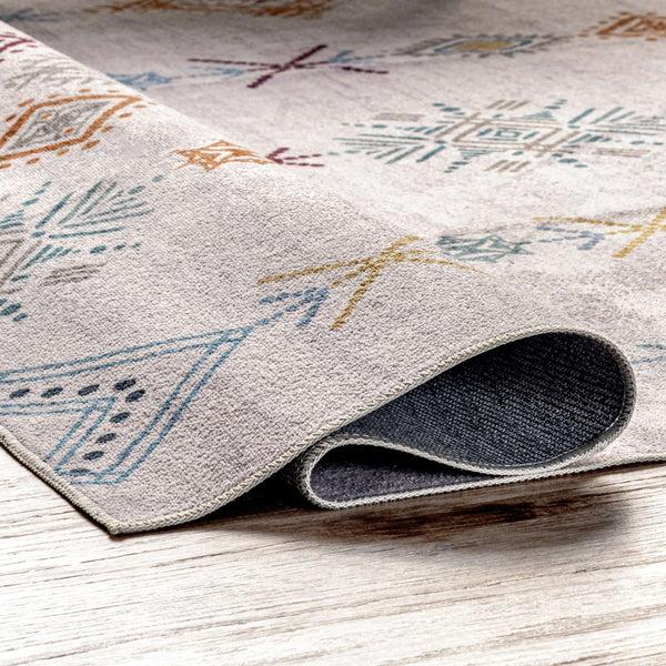 Nuloom Kiya Machine Washable Moroccan Tribal Geometric Area Rug Light Gray