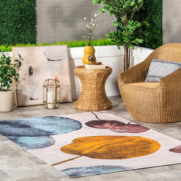 Nuloom Kristy Leaves Machine Washable Indoor/Outdoor Area Rug Multicolor