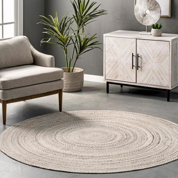 Nuloom Kyla Handmade Braided Farmhouse Round Area Rug Beige