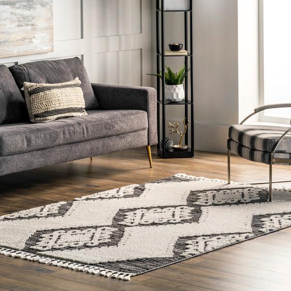 Nuloom Kylee Soft Shaggy Textured Tassel Area Rug Gray
