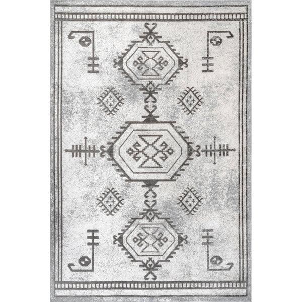 nuloom Kyleigh Machine Washable Southwestern Area Rug Light Grey
