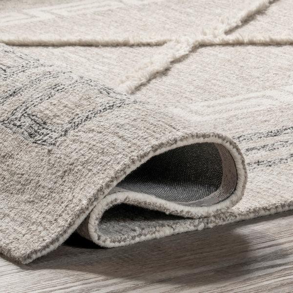 Nuloom Lachlan Geometric Border Wool Area Rug Beige