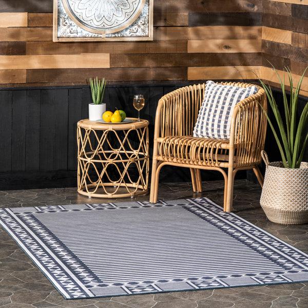 Nuloom Lacie Multi Striped Machine Washable Indoor/Outdoor Area Rug Blue