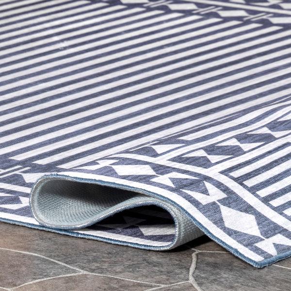 Nuloom Lacie Multi Striped Machine Washable Indoor/Outdoor Area Rug Blue