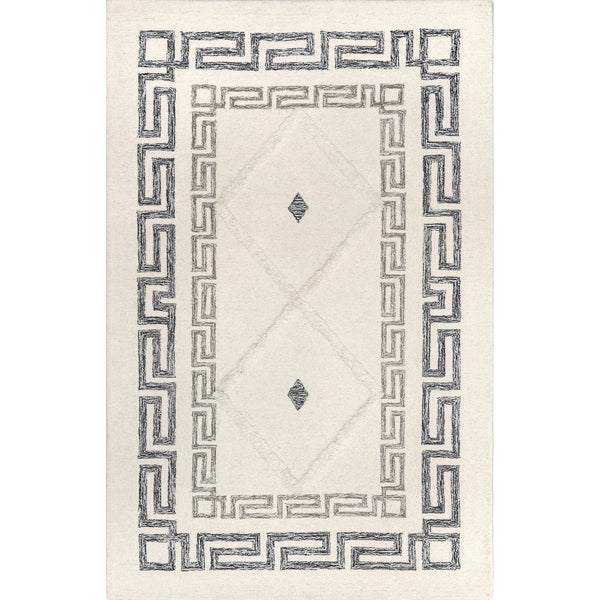 nuloom Laina Greek Key High/Low Wool Area Rug Ivory