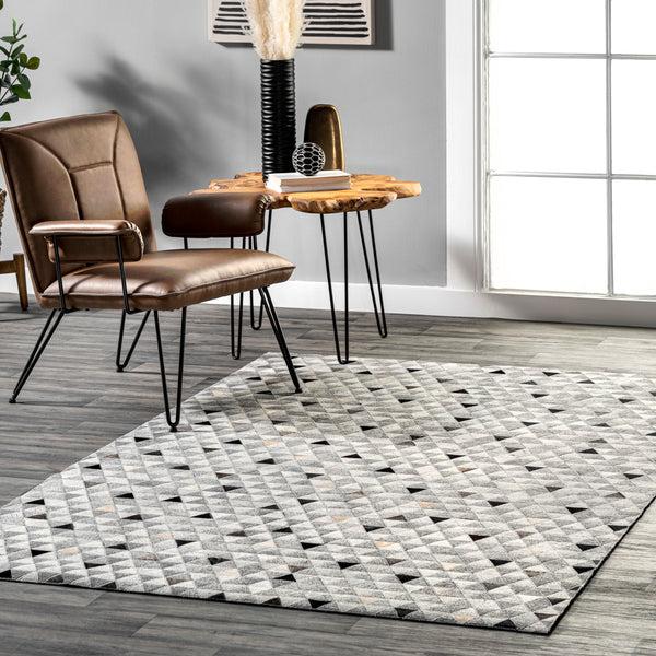 Nuloom Laine Leather Blend Modern Triangle Area Rug Gray