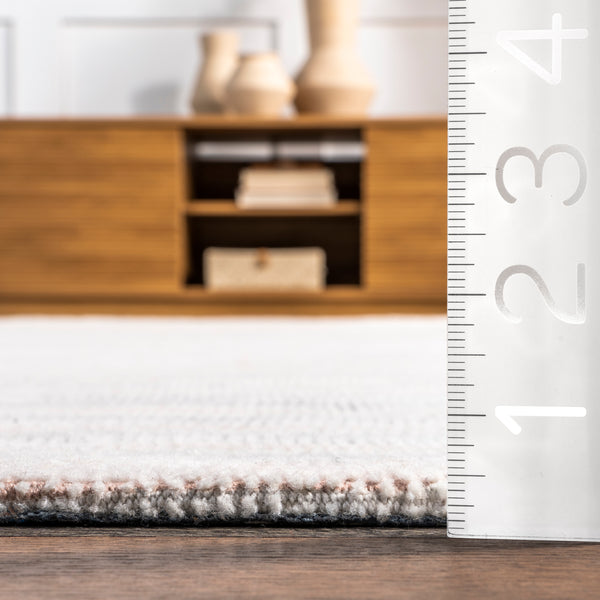 Nuloom Larkin Modern Geometric Tasseled Area Rug Ivory