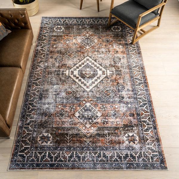 Nuloom Layana SplashGuard Geometric Machine Washable Area Rug Rust
