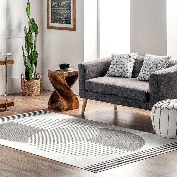 Nuloom Leah Machine Washable Geometric Moon Phase Area Rug Gray