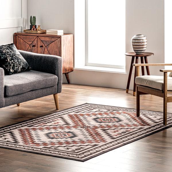 Nuloom Leighton Machine Washable Southwestern Medallion Area Rug Light Orange