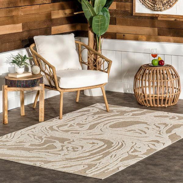 Nuloom Leisa Abstract Swirls Indoor/Outdoor Area Rug Beige