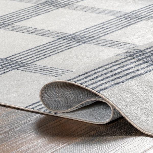 Nuloom Lenci Modern Plaid Machine Washable Area Rug Light Gray