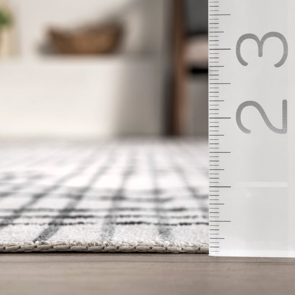 Nuloom Leo Geometric Striped Machine Washable Area Rug Ivory