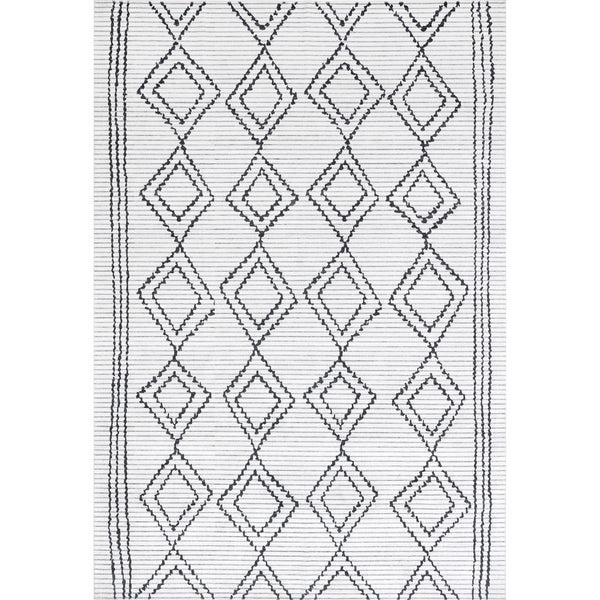 nuloom Leo Geometric Striped Machine Washable Area Rug Ivory