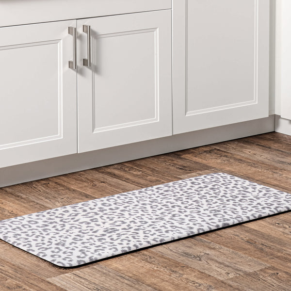 Nuloom Leopard Print Anti Fatigue Kitchen Or Laundry Room Comfort Mat Light Gray