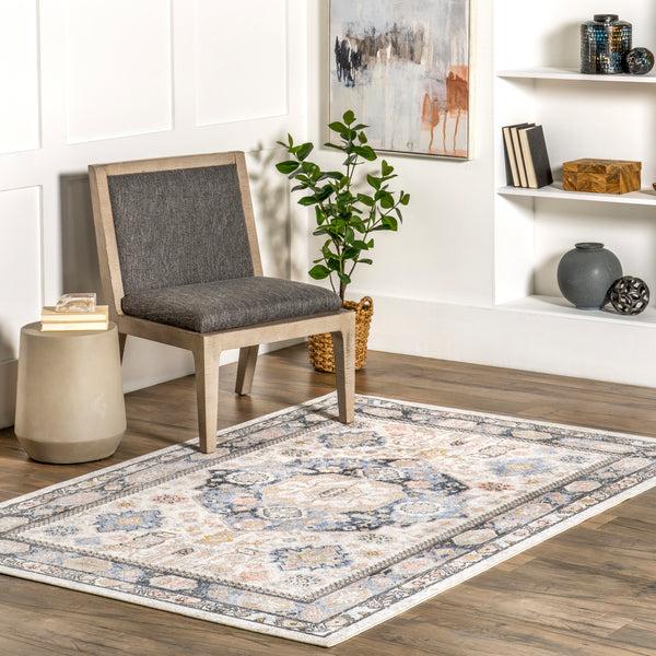 Nuloom Lesia Persian Medallion Machine Washable Area Rug Beige