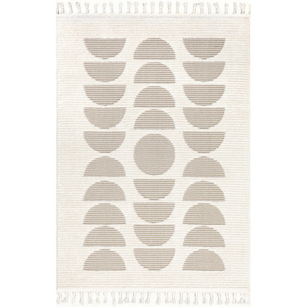 nuloom Lessie High/lLow Geometric Tassel Area Rug Ivory