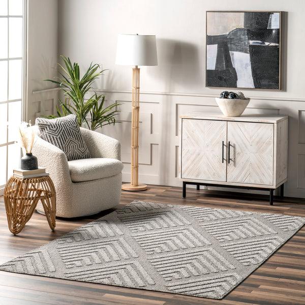 Nuloom Lessie High-Low Geometric Indoor/Outdoor Area Rug Gray