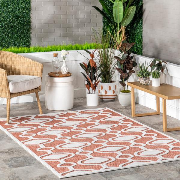 Nuloom Lila Geometric Striped Indoor/Outdoor Area Rug Brick