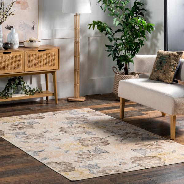 Nuloom Lilja Vintage Floral Machine Washable Area Rug Brown