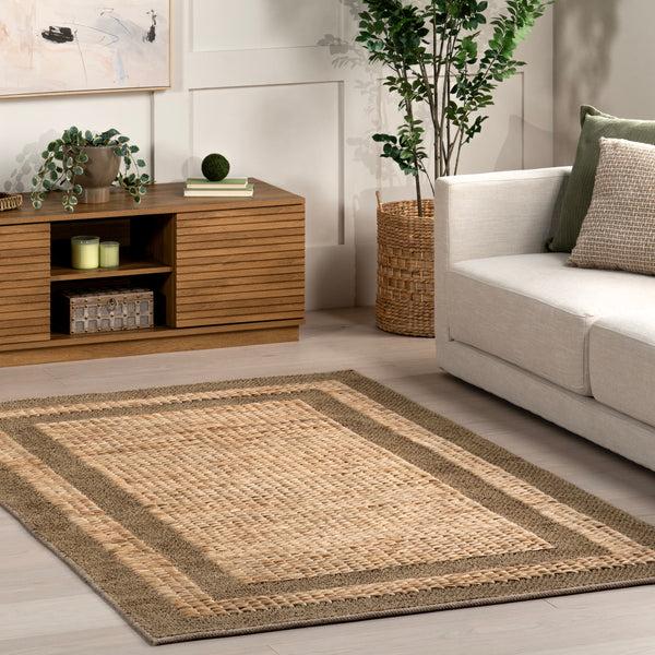 Nuloom Linnett Farmhouse Bordered Jute Area Rug Natural