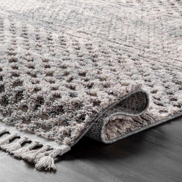 Nuloom Lira Textured Geometric Tassel Area Rug Grey