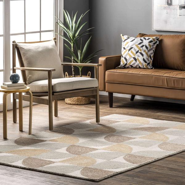 Nuloom Liv Hand Tufted Wool Geometric Area Rug Beige