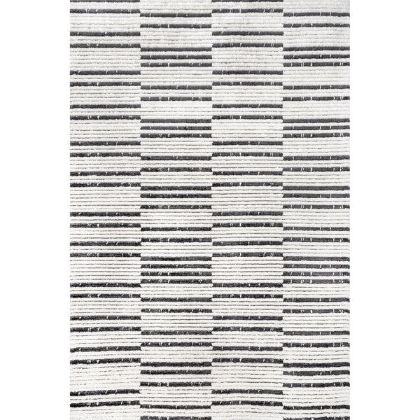 nuloom Liz Textured Soft Shaggy Stripes Area Rug Beige