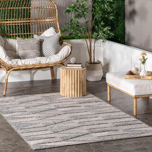 Nuloom Lorene High-Low Geometric Indoor/Outdoor Area Rug Light Gray