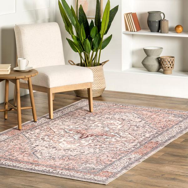 Nuloom Lorrie Persian Medallion Machine Washable Area Rug Ivory
