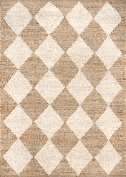 nuloom Louie Diamond Checkerboard Jute Area Rug Natural